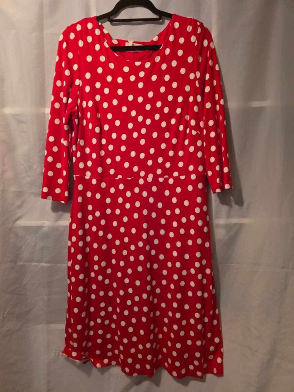 Women's Boden Red and White Polka Dot Dress, Size 14